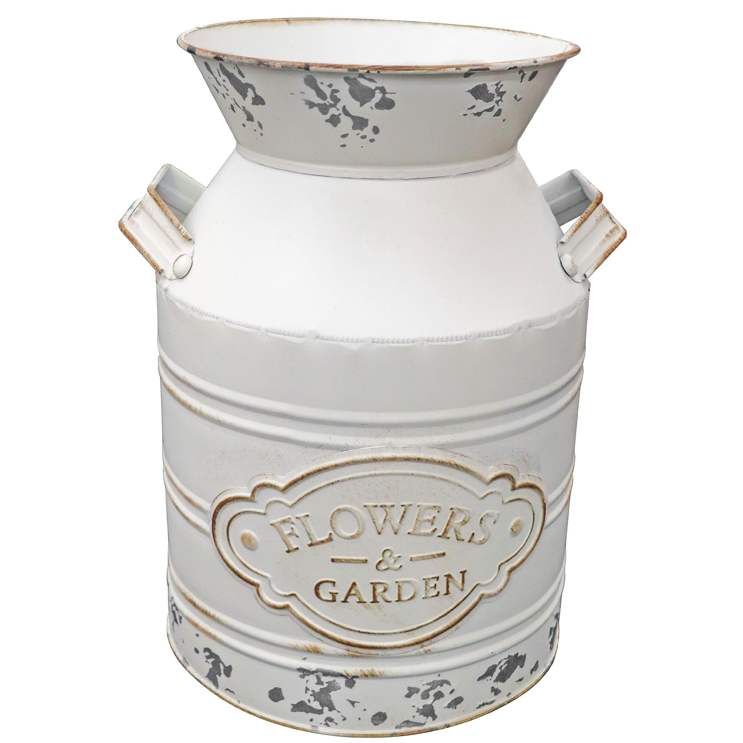 Photo 1 of **HAS DENTS**Soyizom Vintage Rustic Farmhouse Galvanized Metal Shabby Chic Flower Vase Watering Can Tin Jug French Style Bucket Pot Pitcher Flower Holder Vase with Handle for Kitchen Garden Decor —Large,9.8" H