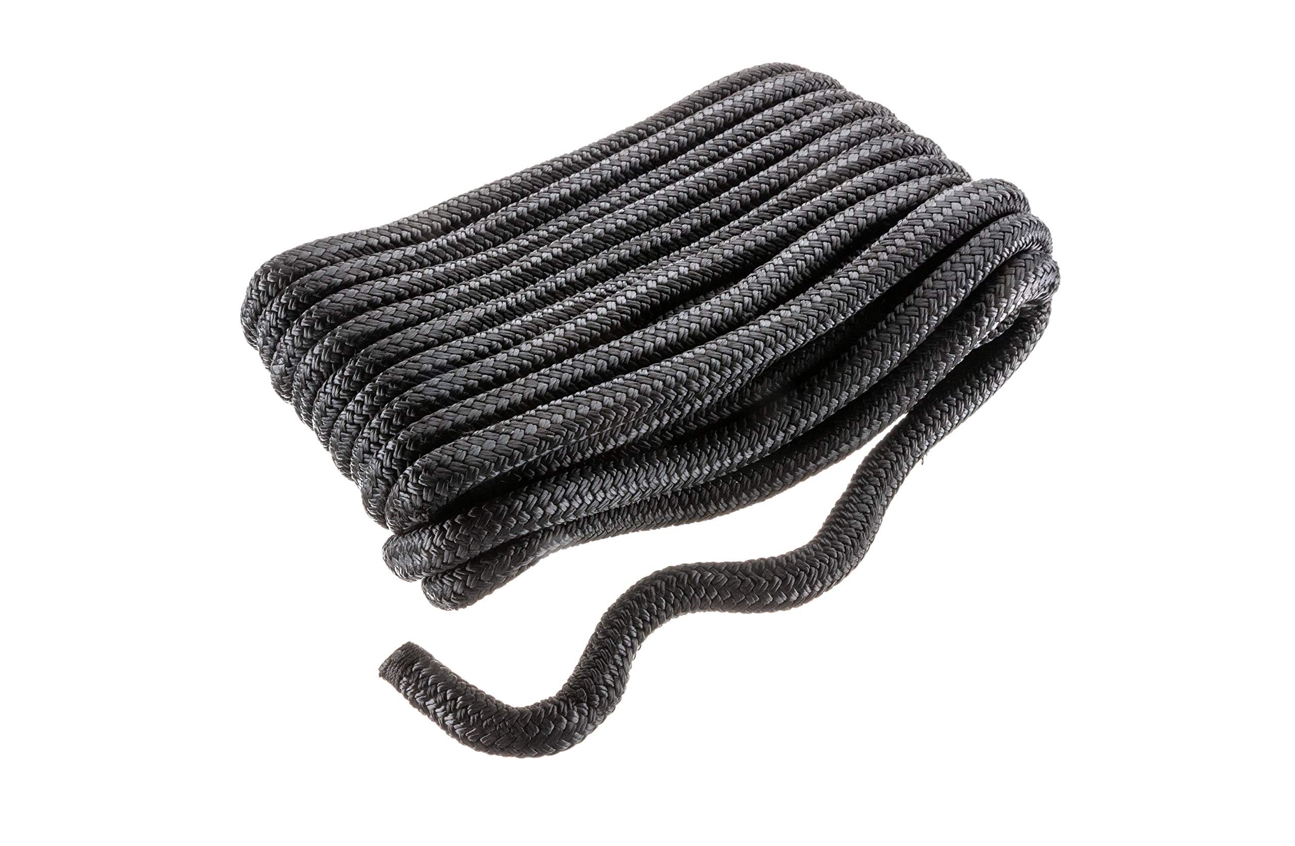 Seachoice Double-Braid Nylon Dock Line w/Eye Splice, Pre-Shrunk, Heat Stabilized, 3/4 in. X 50 Ft., Black Image