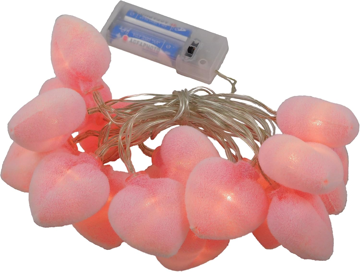 Christmas Concepts Warm White LED Flock Pink Heart Lights - Fairy Lights for Bedroom Party and Wedding (20 LED)