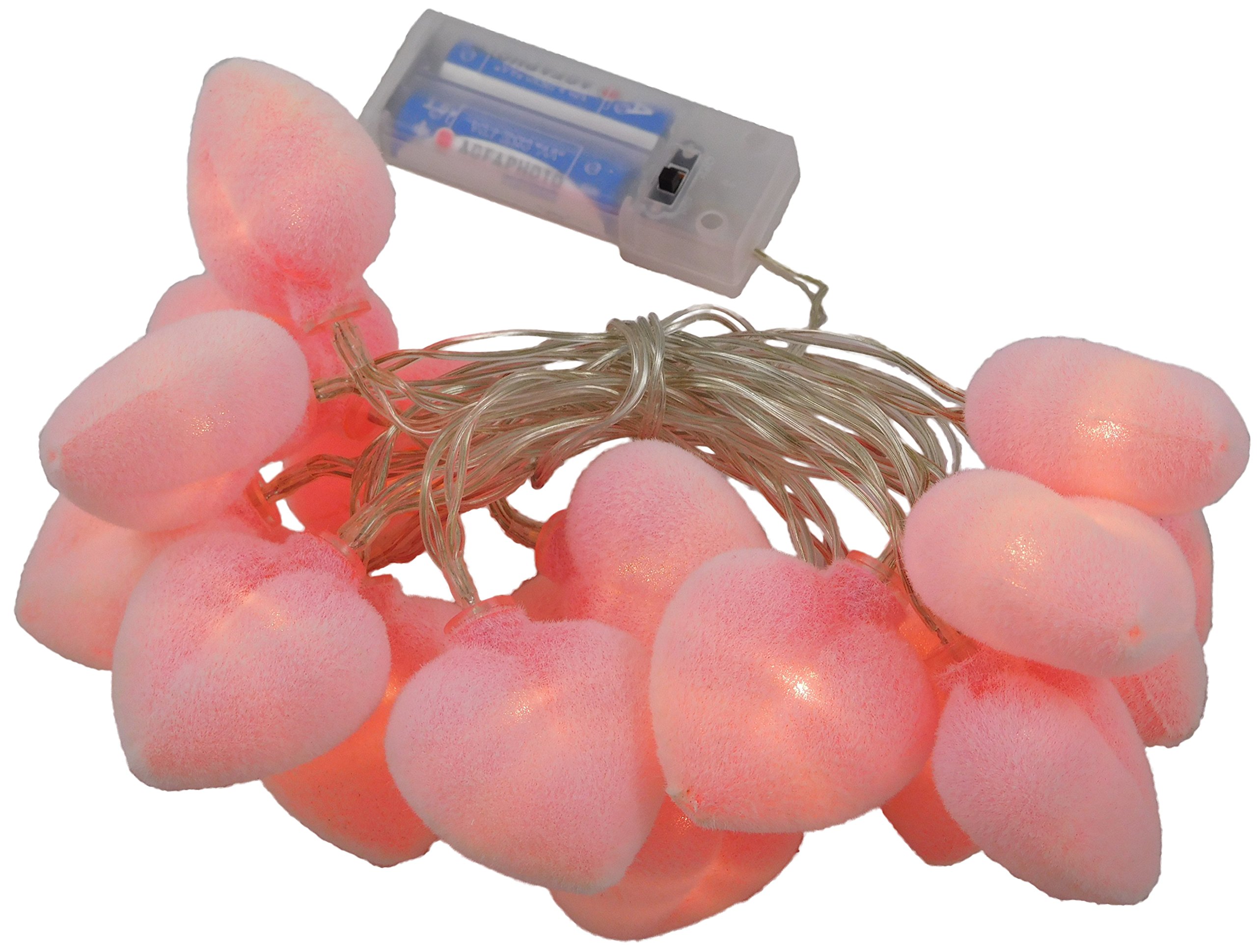 Christmas Concepts Warm White LED Flock Pink Heart Lights - Fairy Lights for Bedroom, Party and Wedding (20 LED)