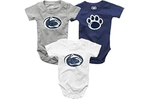 Wes and Willy Baby College Team 3 Pack of Cotton Rompers