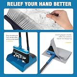 JEHONN Long Handled Dustpan and Brush Set 138CM Swivel Broom Blue view 3