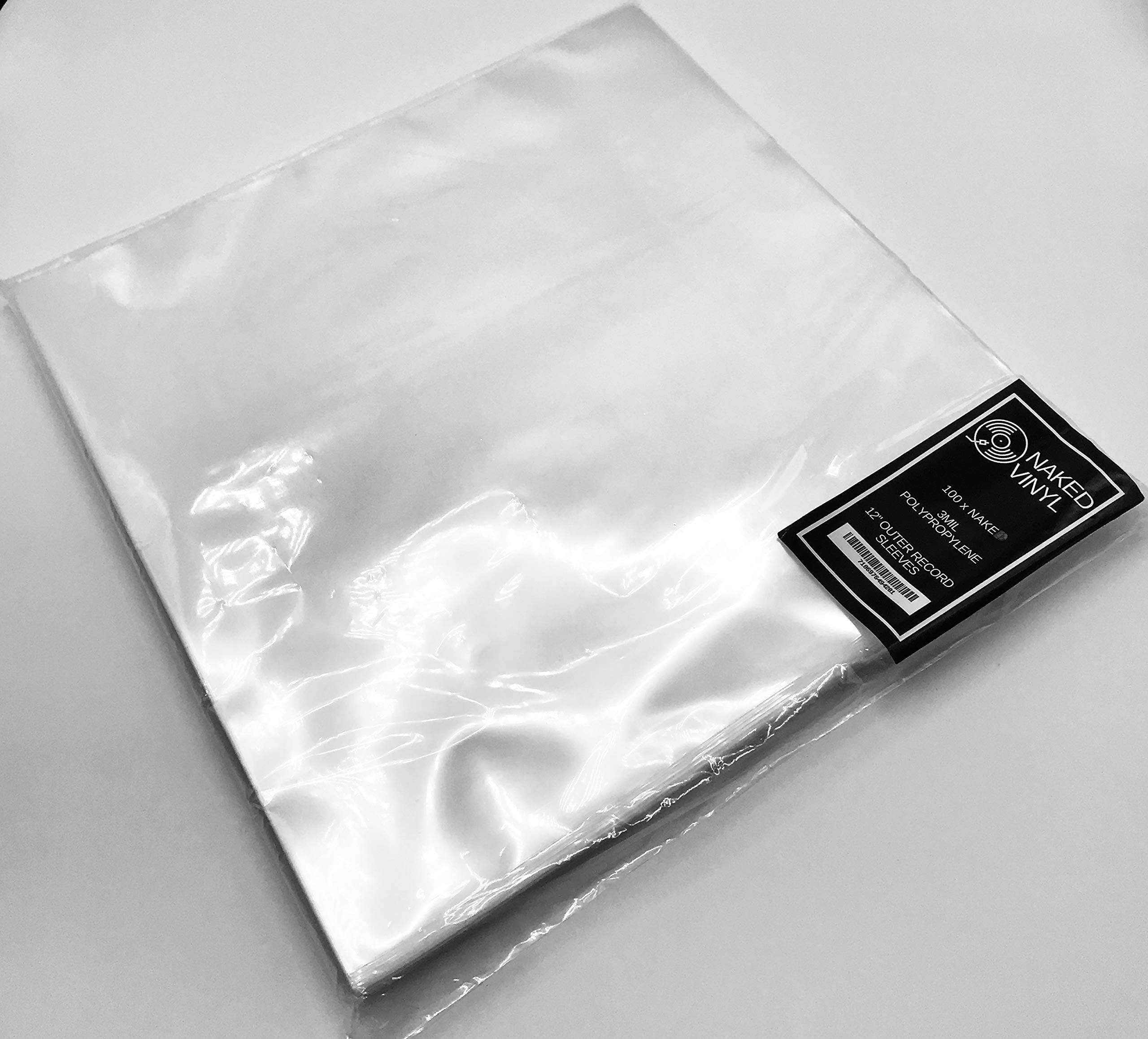 Naked Vinyl 100 x Vinyl Record Outer Sleeves 12" LP | Glass Clear & Made from High-Density Polypropylene | 12.75" x 12.75", 3 Mil Thick | Fits Most Double & Gatefolds