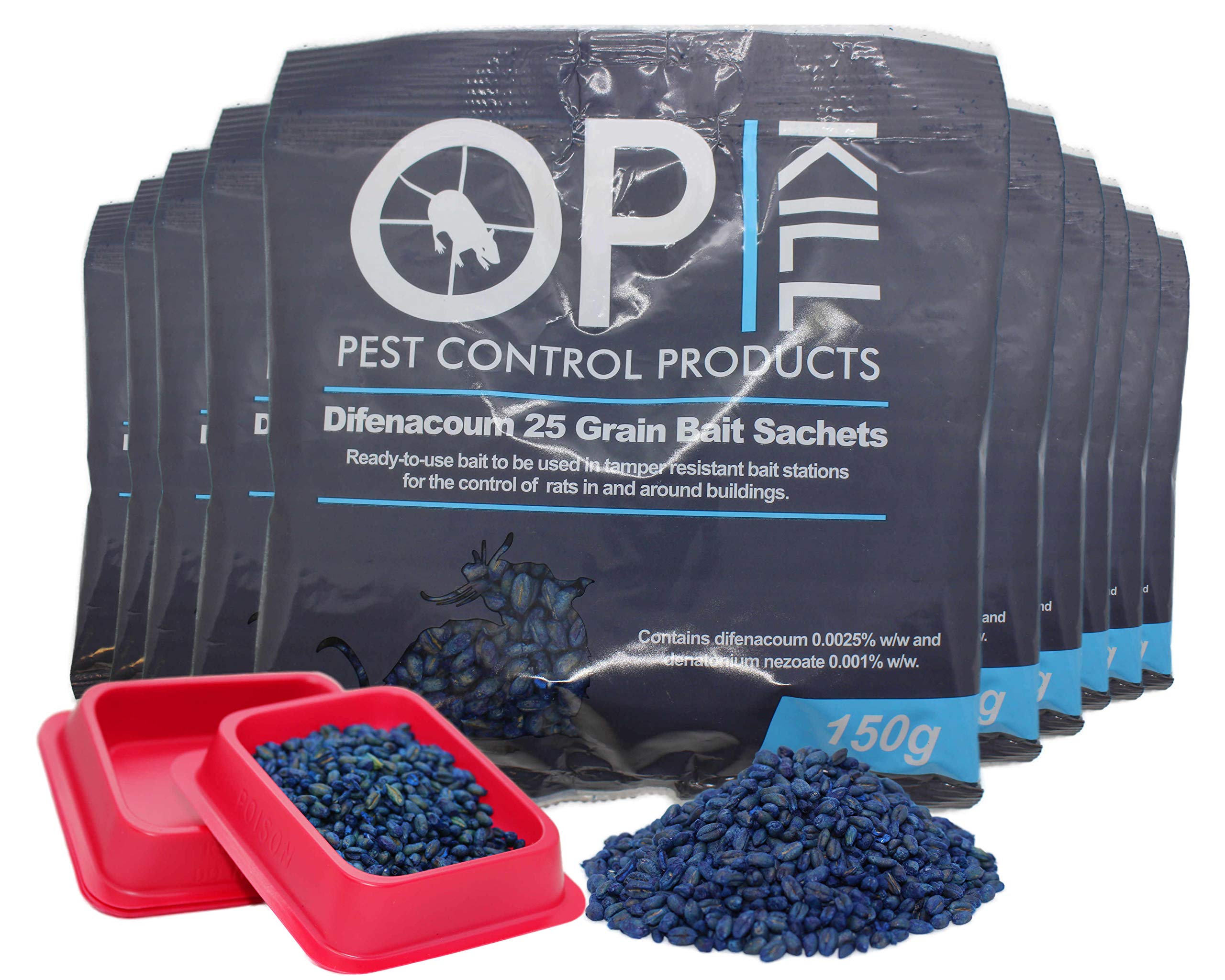Opkill Rodent Grain Poison – Multi-Feed Rat & Mouse Control – 1.5 kg – Contains Difenacoum – Indoor & Outdoor Use