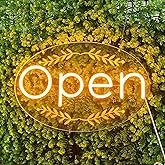 LED Open Sign for business – Led Neon Light with Hanging Kit and Plug for Shop, Window, or Business Use (Orange Yellow, 16.5x10.5'')