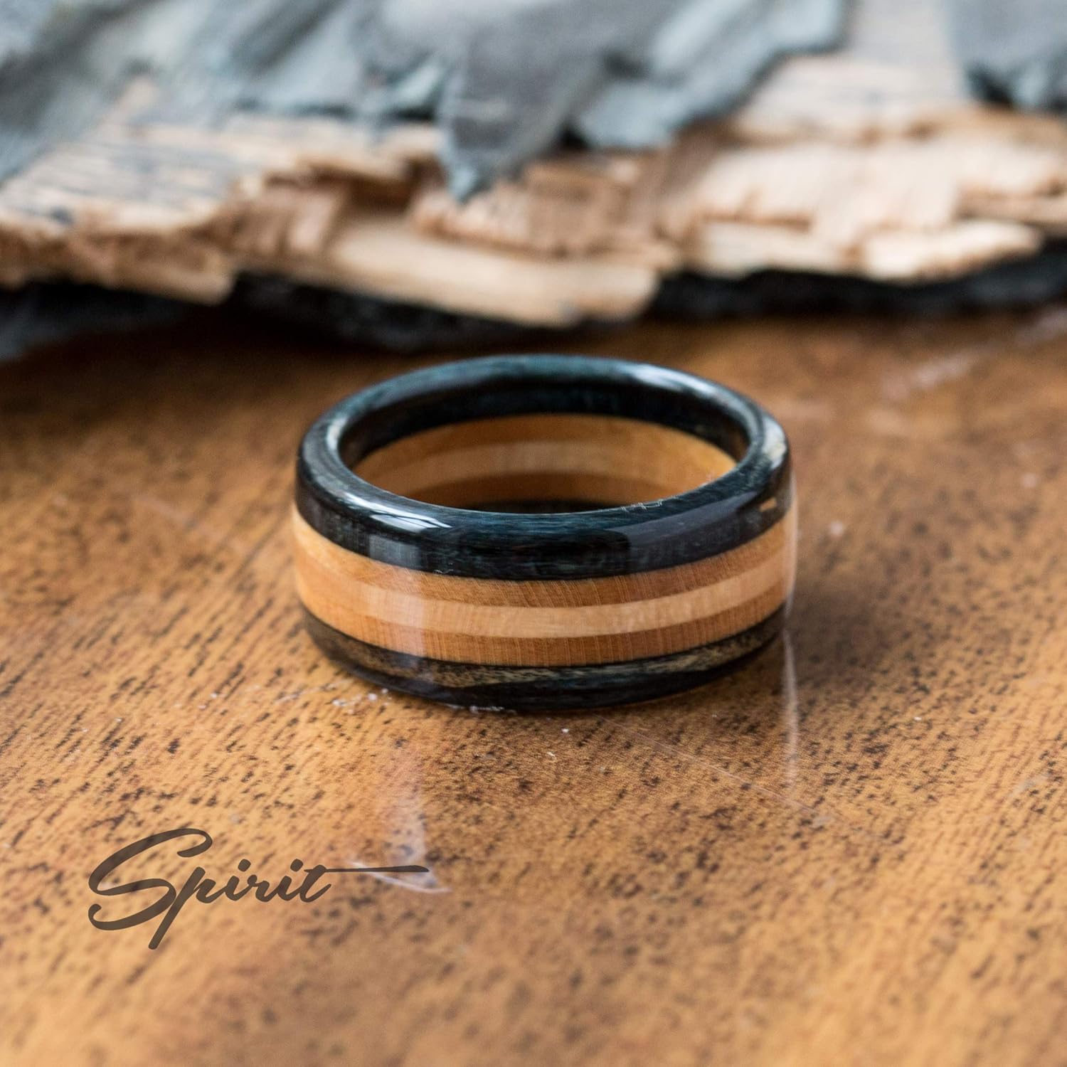 Boyfriend Gift Mens ring Wedding Bands Wooden Ring Skateboard Ring 5th Anniversary Skate Ring