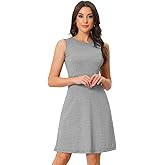 Allegra K Women's Plaid Dress Sleeveless A Line Vintage Houndstooth Work Dresses