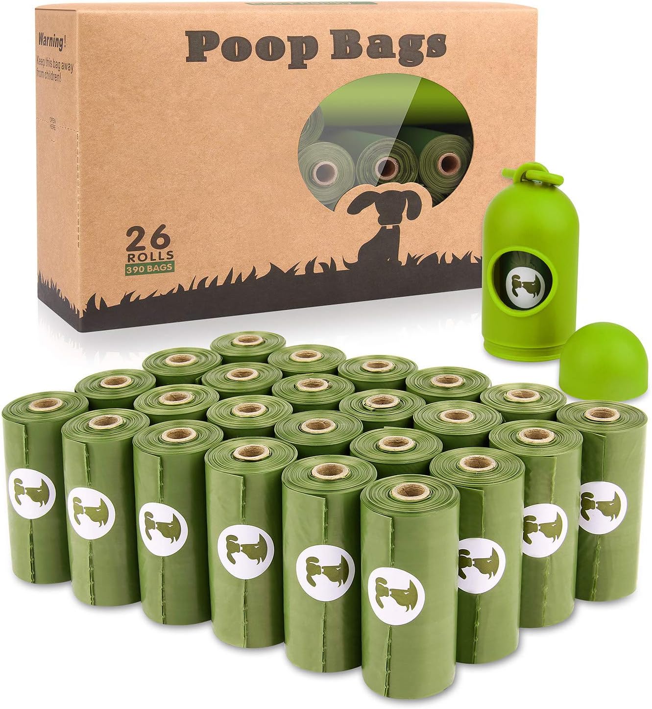 Yingdelai Dog Poo Bags, Extra Thick and Strong, Biodegradable Waste Bags for Dogs 26 Refill Rolls Dog Poop Bag with 1 Holder