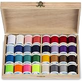 Coats &amp; Clark Sewing Thread &amp; Sew Happy Wooden Gift Box - 32 Spools
