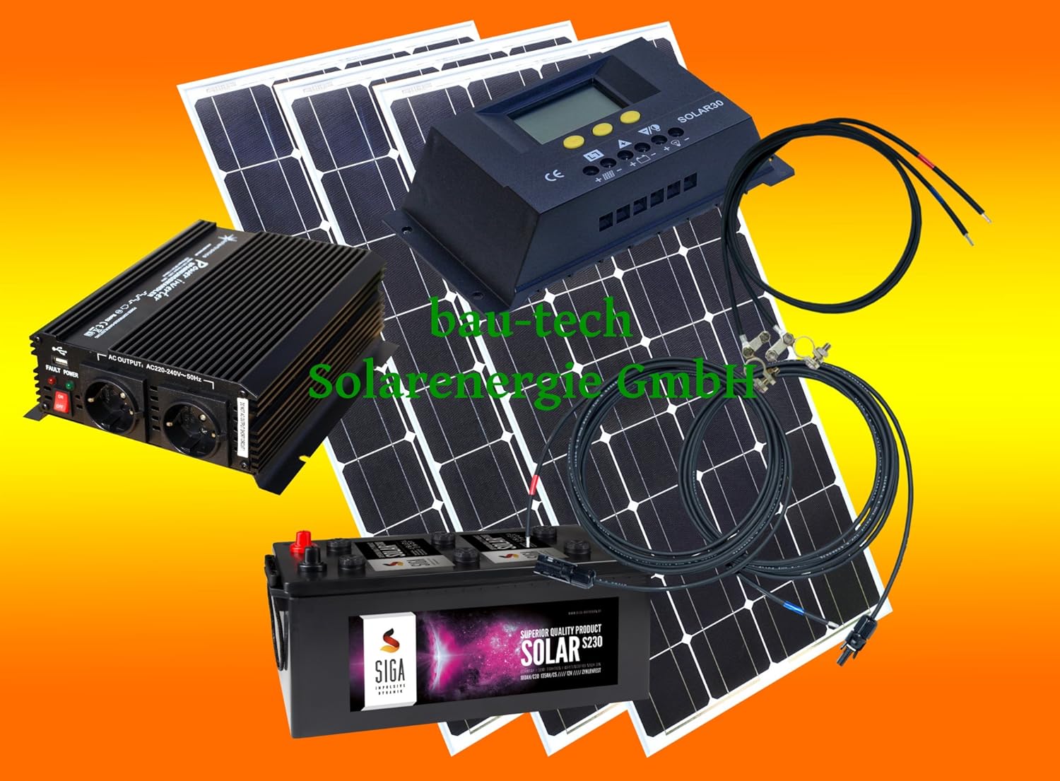 300 Watt Insel Solaranlage Fur Garten Uvm Komplett Set Inklusive Montagematerial Fur Flachdach Von Bau Tech Solarenergie Amazon De Baumarkt