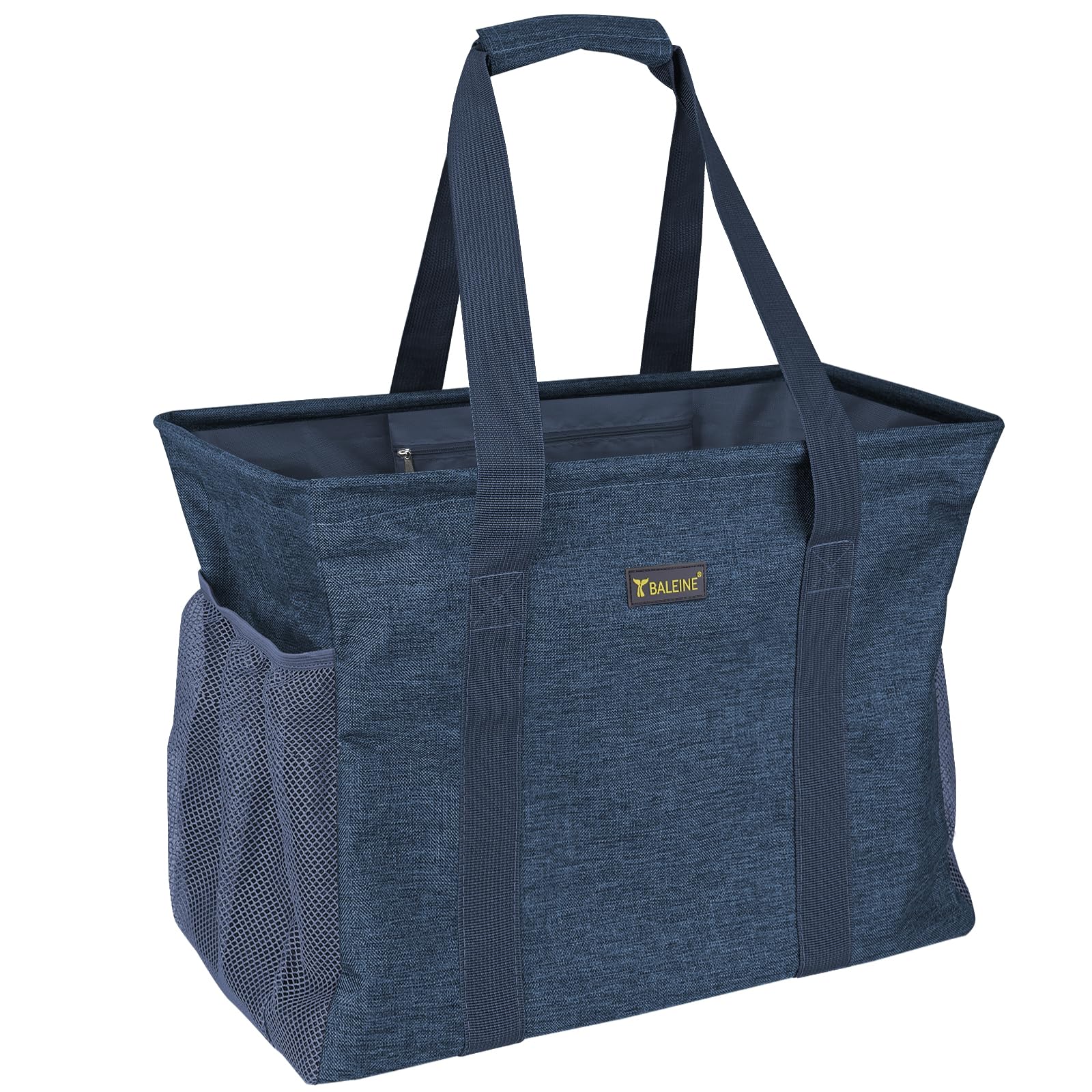 BALEINE BALEINE Extra Large Utility Tote Bag with Wire Frame for Storage (Blue, 16.5''x14''x10'')