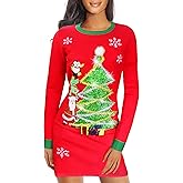 v28 Varied Ugly Christmas Sweater for Women Funny Reindeer Knit Sweaters Dress