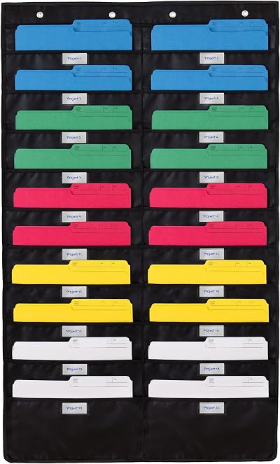 WallDeca Wall Mount Hanging File Organizer 20 Pockets with Nametags