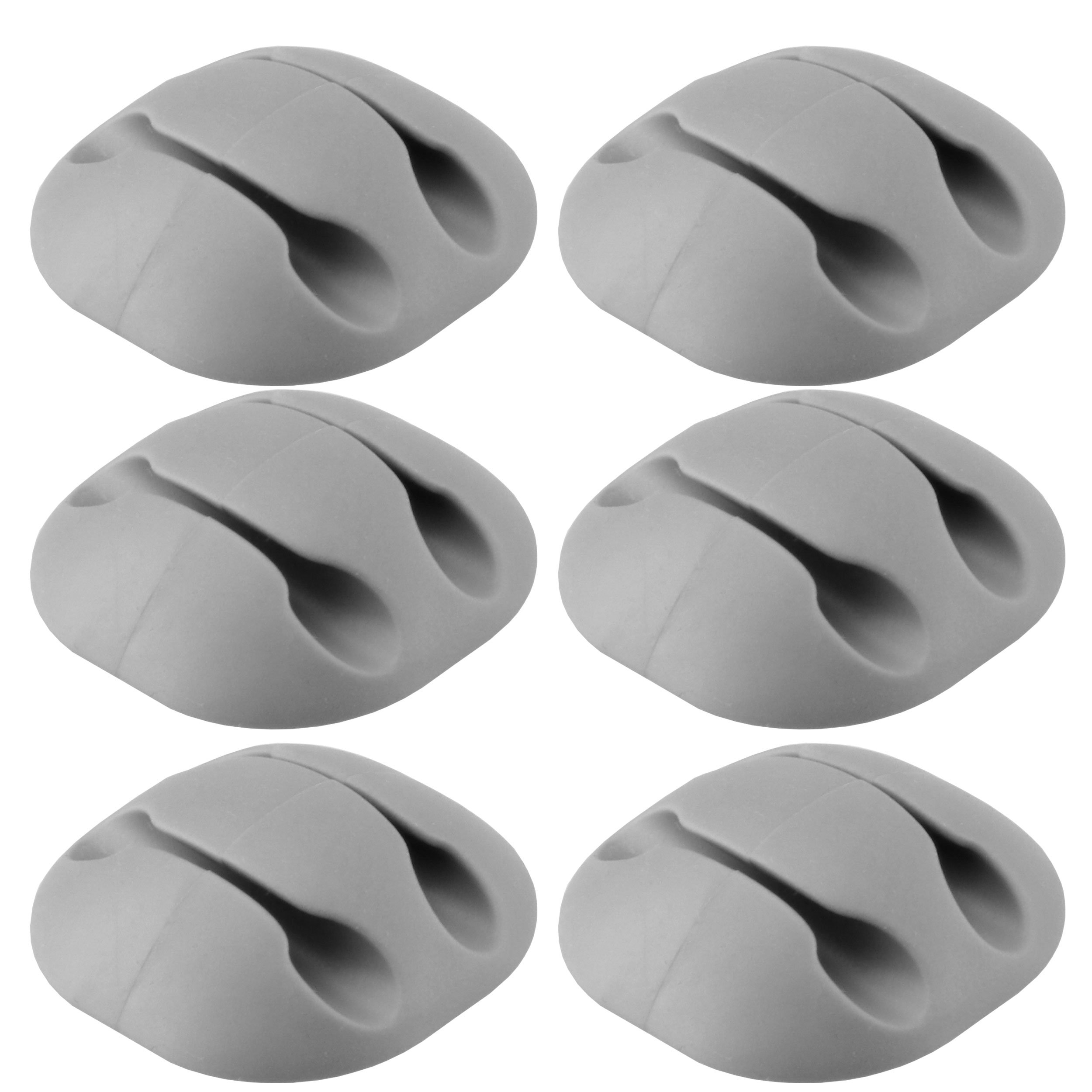 mumbi 2-Way Cable Guide for the Desk/Set of 6 Computer Cable Management in Grey