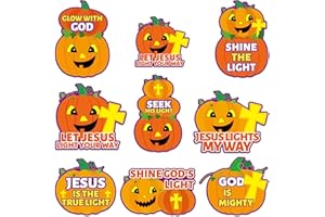 QOUBAI 36PCS Halloween Religious Pumpkin Cutouts Christian Jesus Bulletin Board Fall Cardboard Door Sign Religious Wall Decor Kit Holiday Decor for Autumn Classroom Window Door Party Favor Supplies