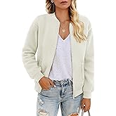 YUCOLEN Womens Sherpa Jacket Fleece Bomber Jacket Zip Up Teddy Coat Long Sleeve Winter Coat Cropped Outwear with Pockets