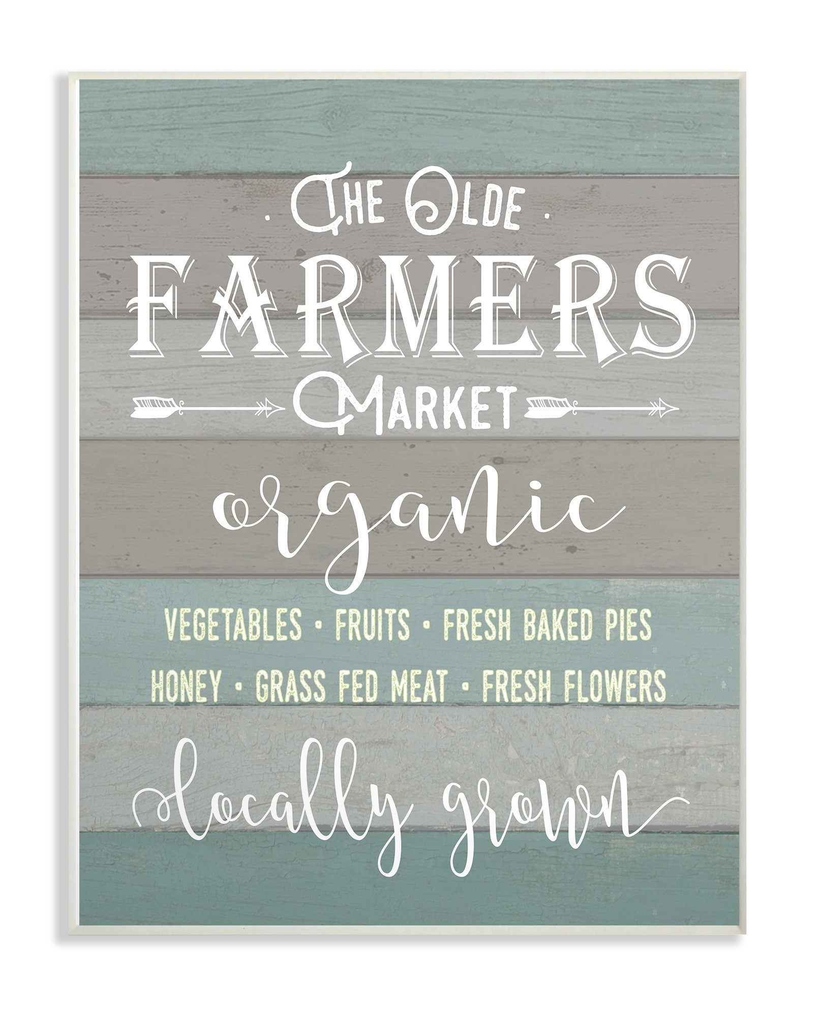 The Stupell Home Decor Collection Olde Farmers Market Wall Plaque Art, Wood, Multi-Colour, 10 x 15