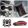 LUWU 2024 Kia K5 Accessories 2021-2024 Kia K5 Center Console Liners and Mats - Kia GT Line Cup Holder Inserts Mat - Red