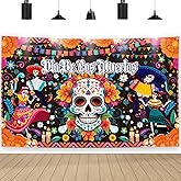 Day of The Dead Background Decoration, 72.8 x 43.3 Inch Mexican Large Day of The Dead Photo Backdrop Party Decorations, Colorful Sugar Skull Flowers Creative Holiday Party Decoration Supplies