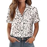Zeagoo Womens Button Down Shirt Bust Pocket Short Sleeve Blouses Business Casual Work Tops Summer Outfits