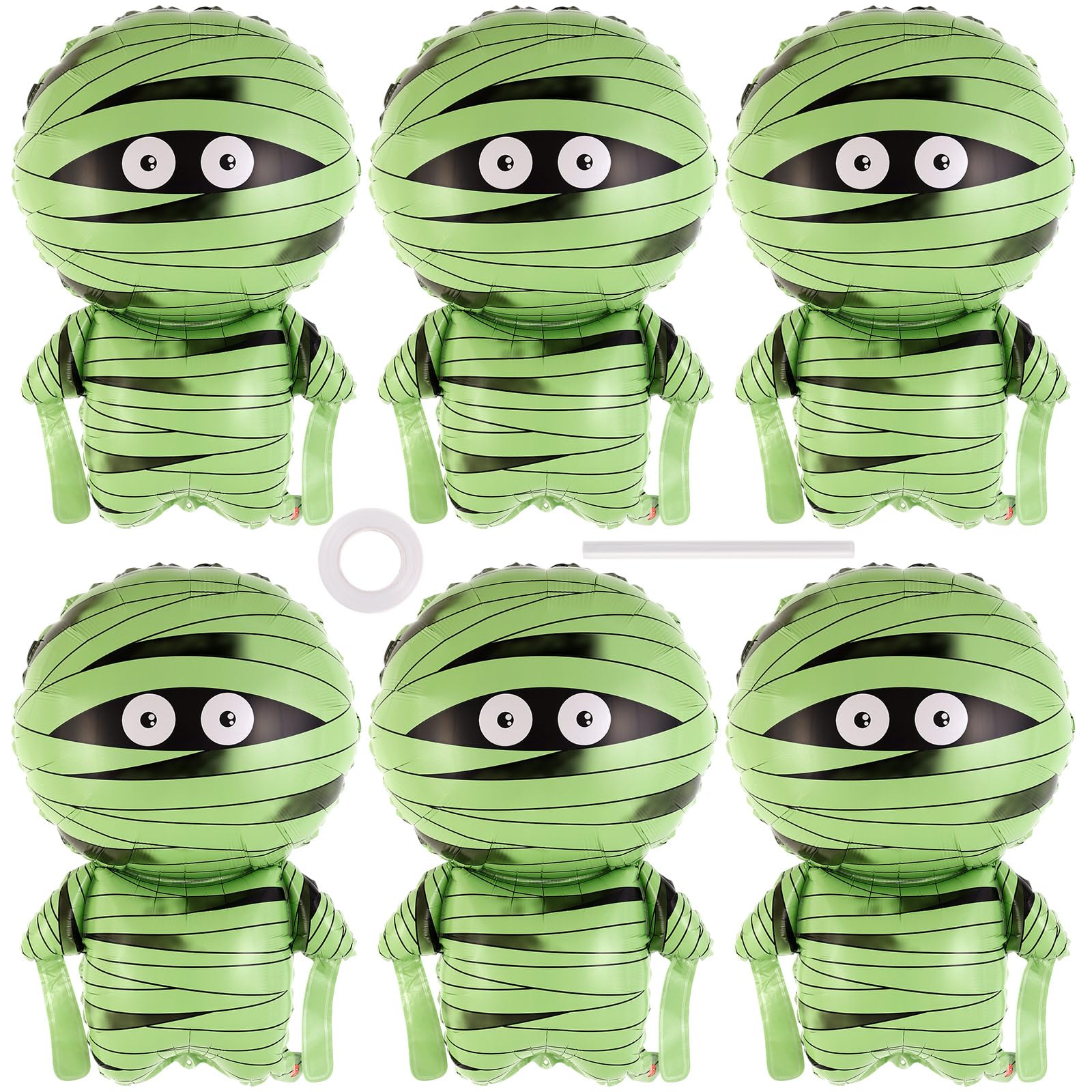 Photo 1 of 6 Pcs Halloween Mummy Balloons, Large Mummy Foil Mylar Balloon for Birthday Halloween Horror Themed Party Decoration Supplies