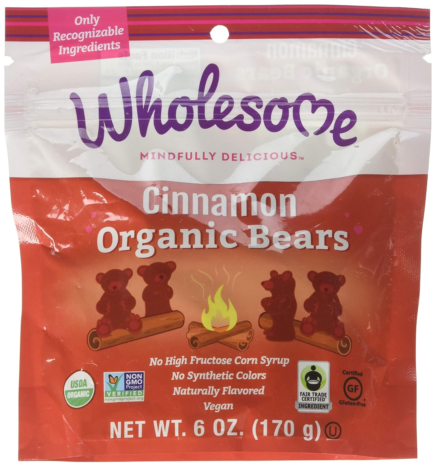 Wholesome Fair Trade Organic Cinnamon Bears, No Artificial Colors or High Fructose