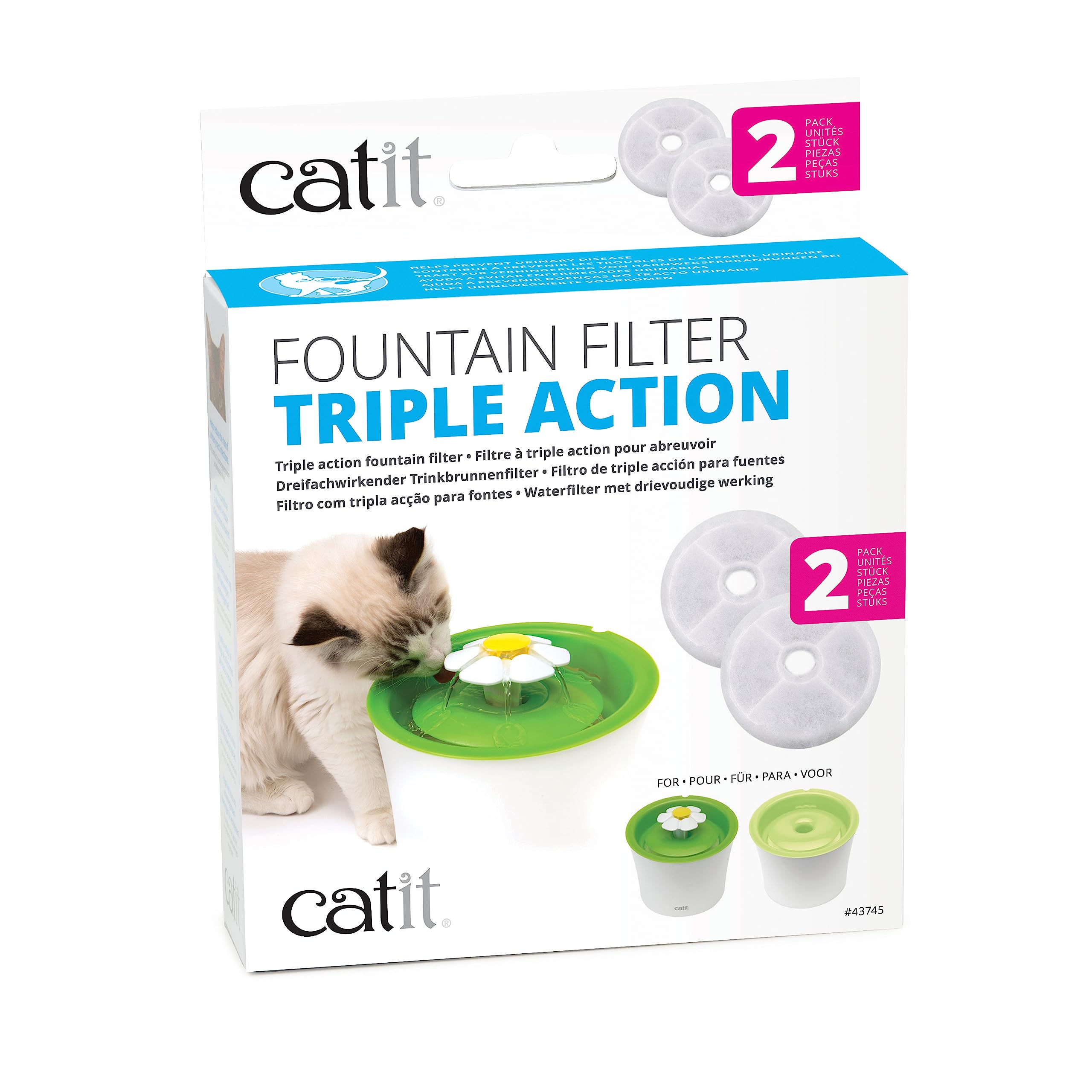 Catit 2.0 Cat Fountain Filter Triple Action Cartridge 2 Pack