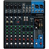 Yamaha MG10XU 10-Channel Analog Mixer, with 4 Microphone Preamps, 3 Dedicated Stereo Line Channels, 1 Aux Send, EQ, 1-knob Compressors, and Digital Effects