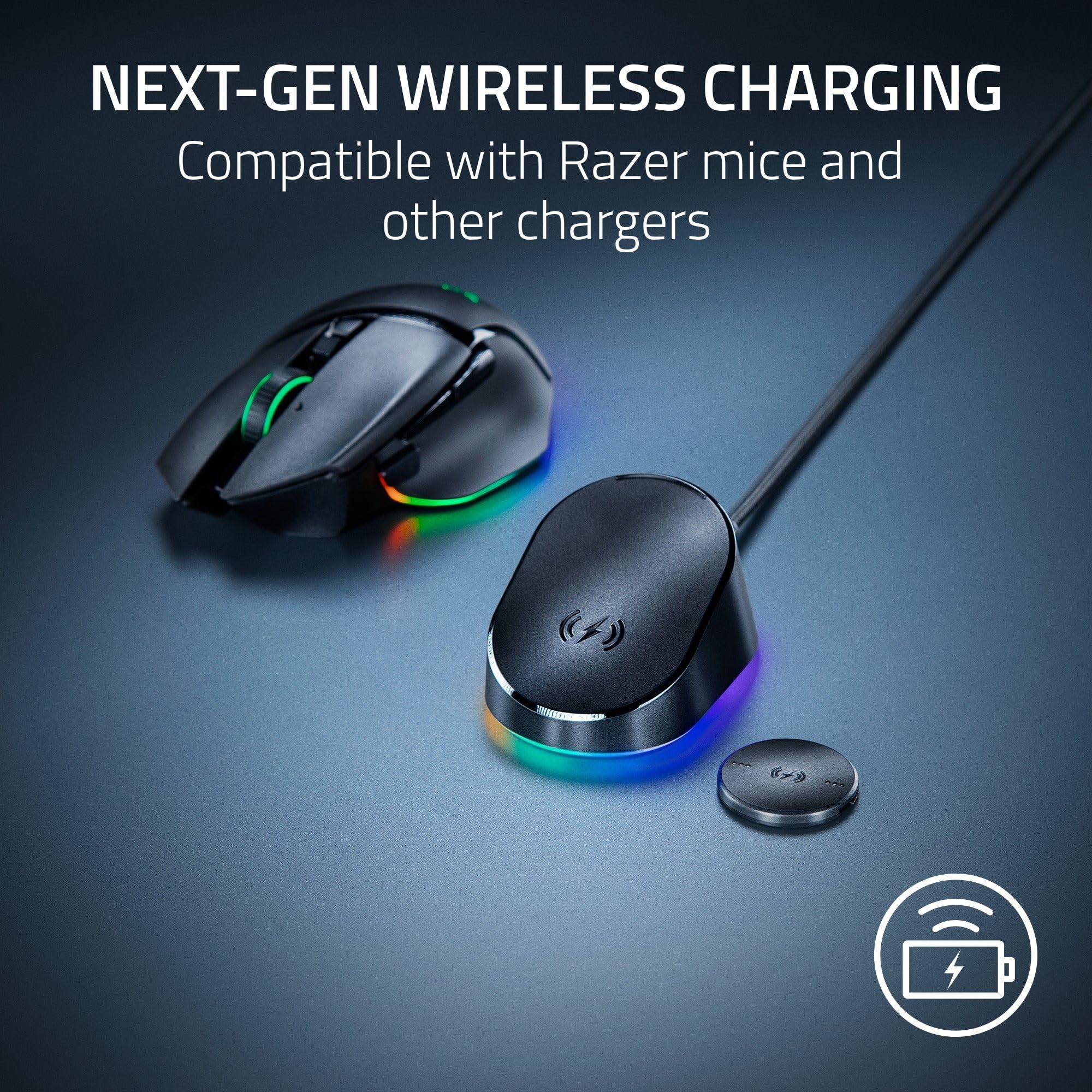 Razer Wireless Charging Puck for Razer Basilisk V3 Pro, Naga V2 Pro, Cobra Pro Gaming Mouse: Compatible with Wireless Charging Devices - Mouse and Mouse Dock Sold Separately