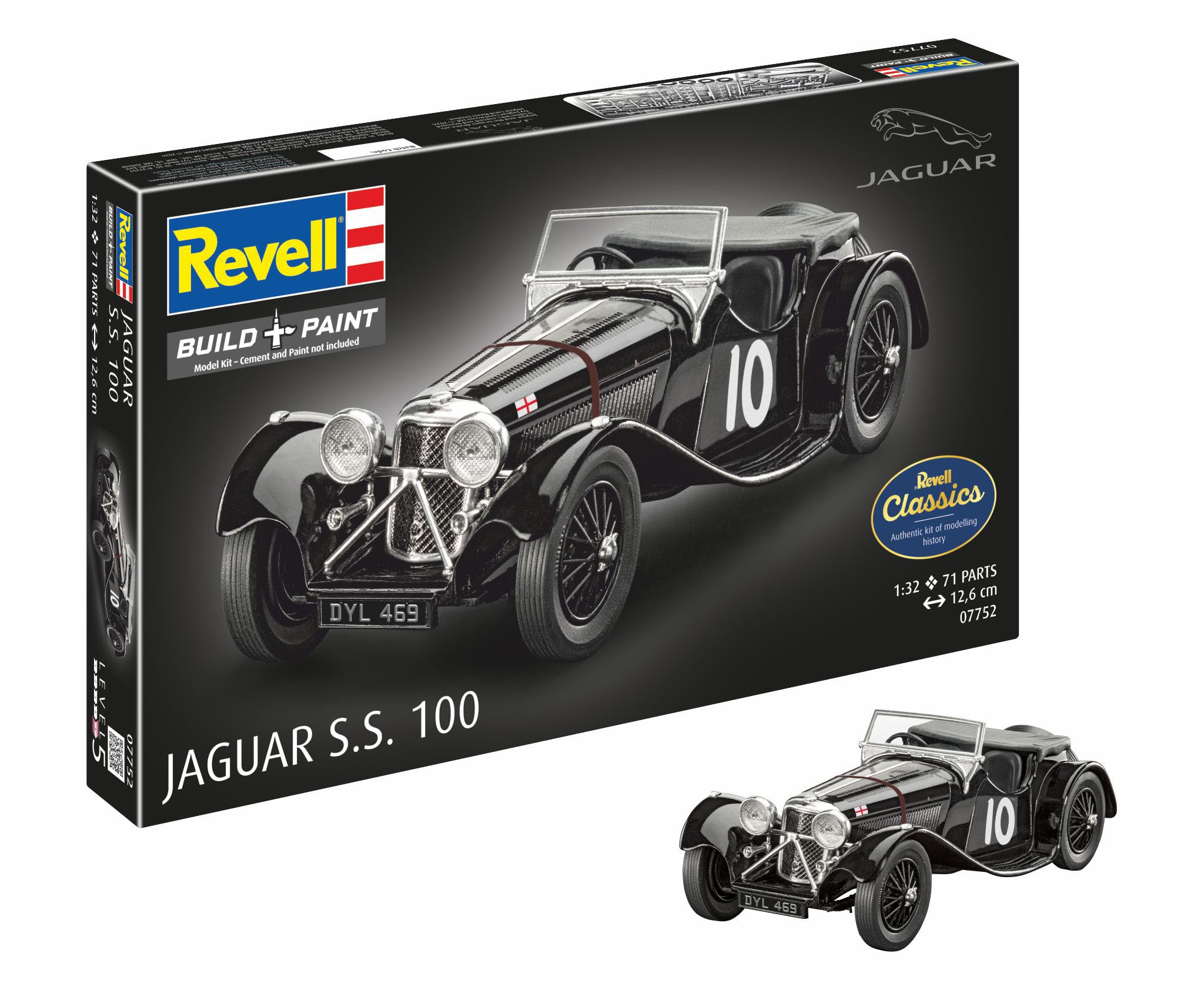 Revell 07752 Jaguar SS 100 1:32 Scale - Unbuilt/Unpainted Plastic Model Kit