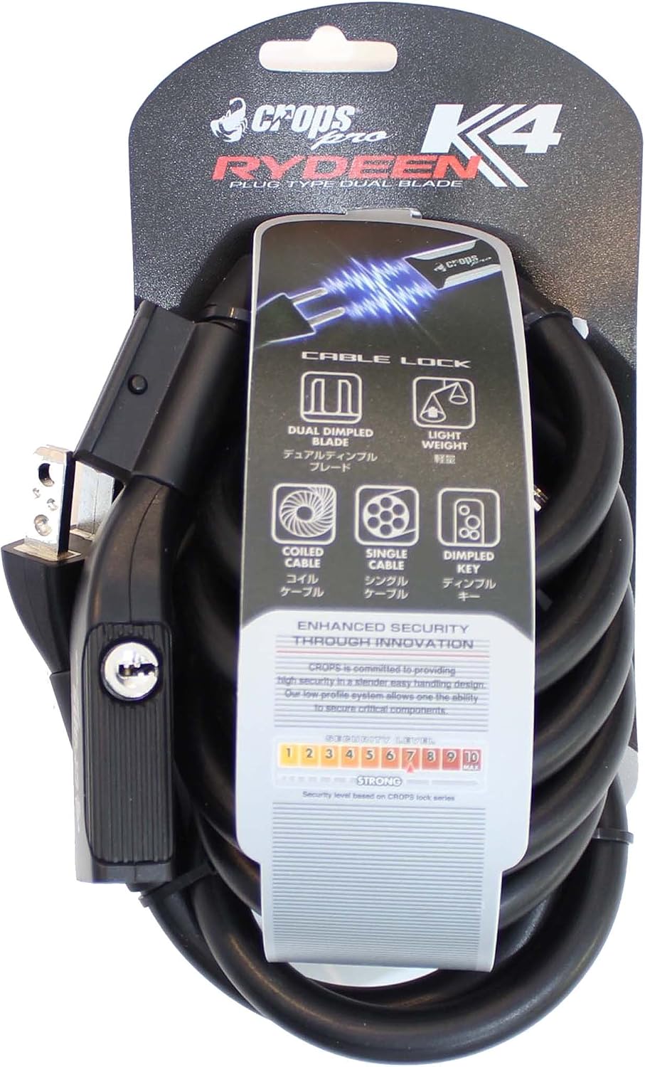 CROPS Pro K4 Rydeen Bicycle Lock - Black, 12/1800 mm