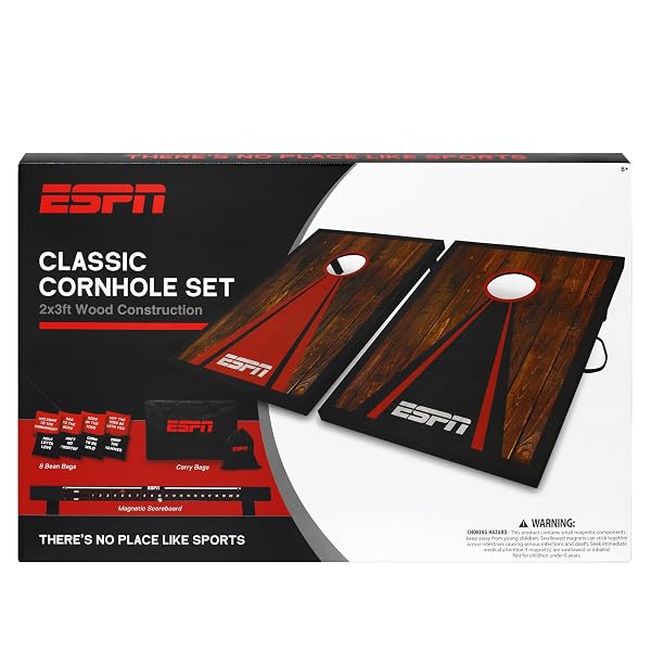 ESPN CORNHOLE BOARD SET INCLUDES CORNHOLE BAGS AND TRAVEL CASE, IDEAL FOR KIDS GAMES AND OUTDOOR GAMES (2X3)