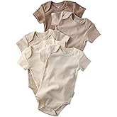 Butterblu Avery 5-Pack Short Sleeve Bodysuits 100% Organic Cotton for Baby Boys & Girls