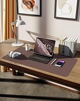 YSAGi Leather Desk Mat Large 80x40 cm Non-Slip Waterproof Chocolate view 5