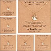 6 PCS Mustard Seed Necklace for Women, Stainless Steel Faith Jewelry with Move Mountains Charm, Mustard Seed Jewelry Christian Gifts for Women, Chrismas & Graduation Inspirational Gift