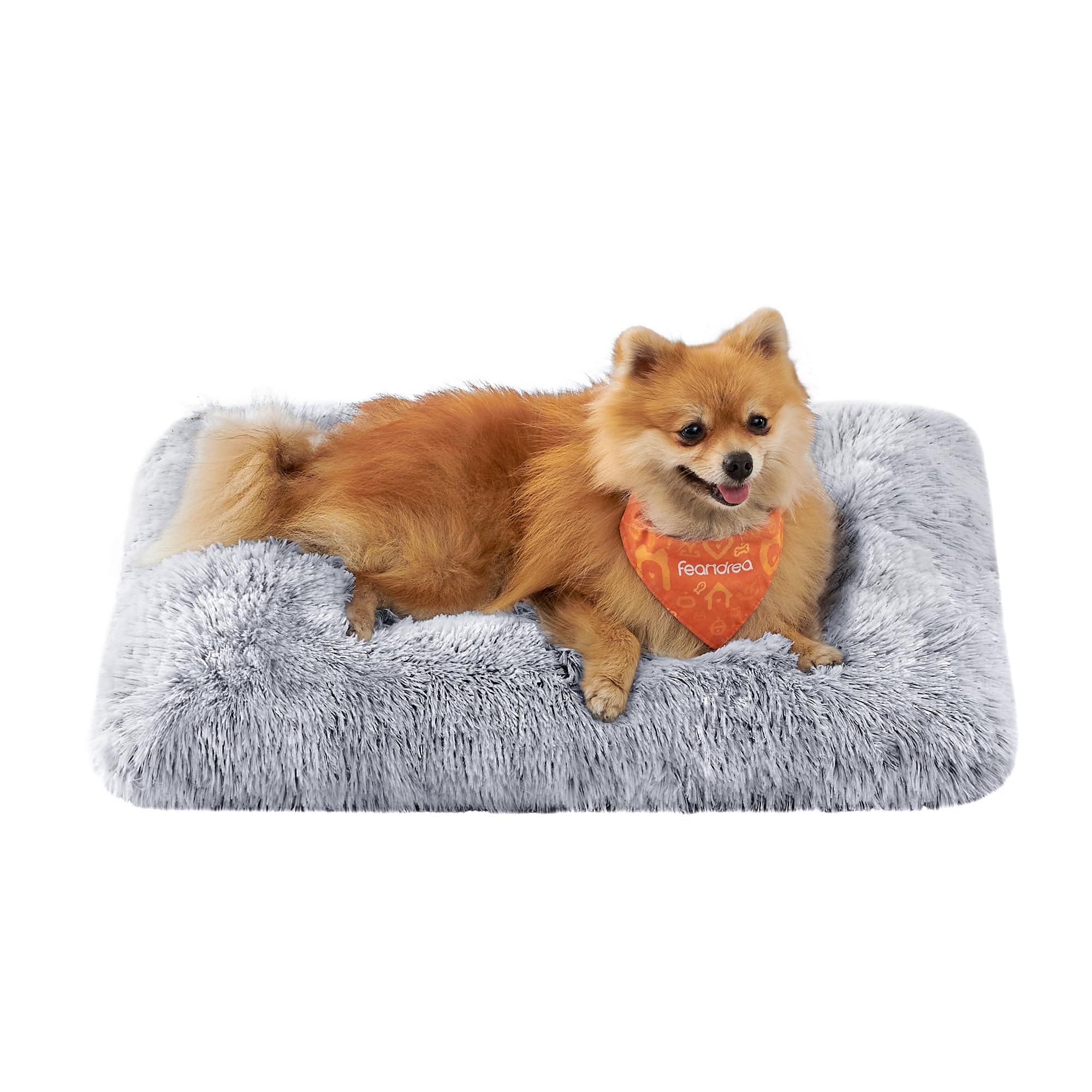 Feandrea Calming Dog Bed, Anti-Anxiety Crate Mattress, Washable Pillow Cushion, Plush Dog Mat with Anti-Slip Bottom, 65 x 45 cm, Grey Ombre PGW200G01