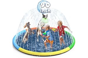 90" Splash Pad, BerrysParadise Outdoor Sprinkler Play Mat Toys for Dogs Kids Water Toys, Inflatable Wading Pool Extra Large Thicker Thickness Summer Funny Toys for 3-12 Years Old Children Boys & Girls