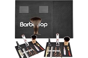BARBERTOP Barber Tools Organizer Mat, Magnetic Barber Mat with 2 Magnetic Slots, Barber Clippers Mat, Magnet Strip Station Pad for Hairstylist