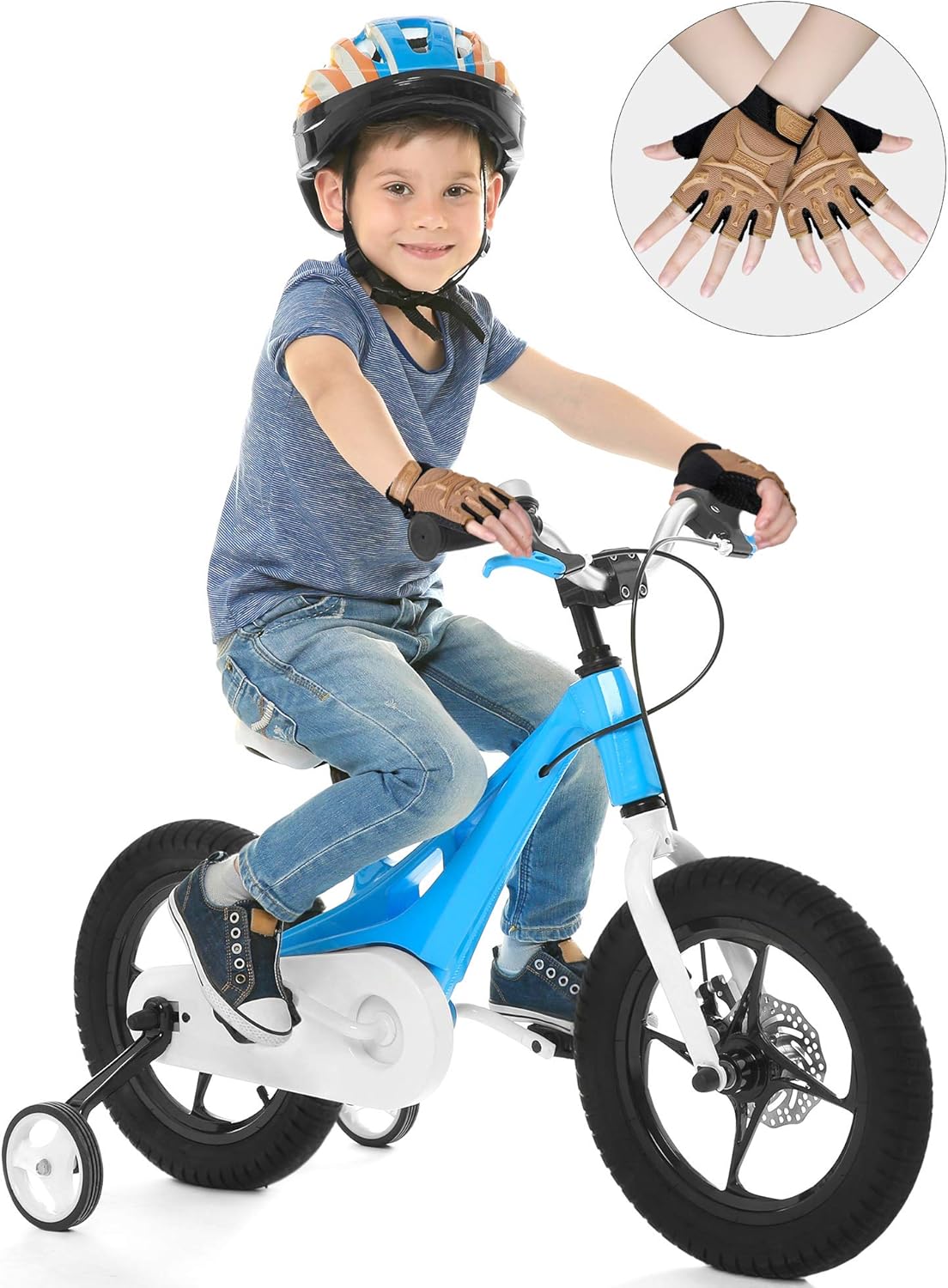 4 Pairs Kids Cycling Gloves Half Finger Bike Gloves Non-Slip Mitten Sport Gloves for Boys and Girls: Clothing