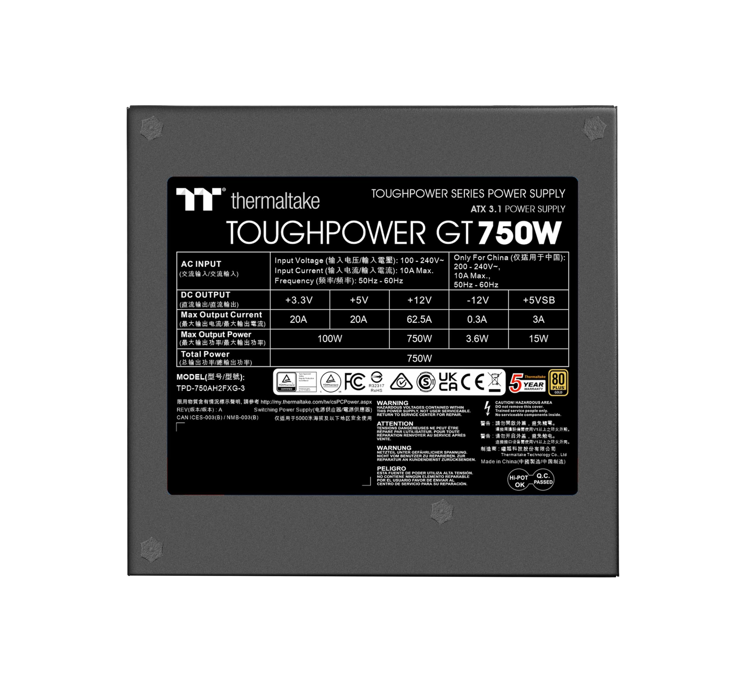 Thermaltake Toughpower Gt 750W | Atx 3.1 | Modular Power Supply | 80Plus Gold - View 7