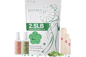 KOTAMU Waxing Beads for Women & Men, 2.5lb Hard Wax Beads for Hair Removal, Aloe Vera Wax Beans Bulk with 30 Wax Sticks Suitable for Sensitive Skin,Arm,Leg,Thick,Stubborn Hair,Home & Salon Waxing