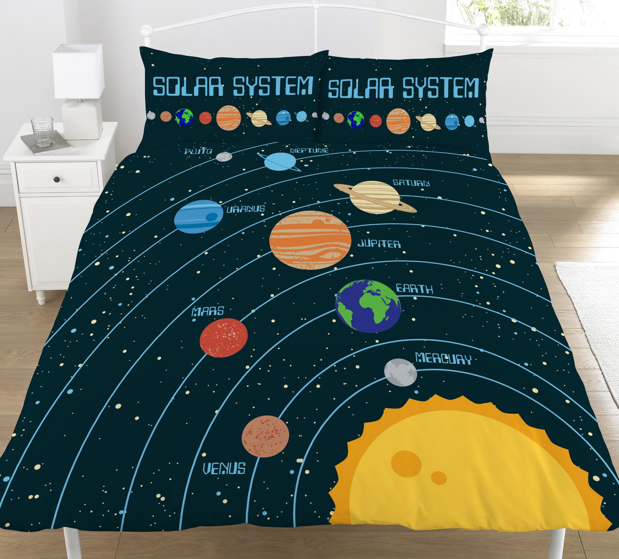 KidCollection Solar System Single/Double Reversible Duvet Cover