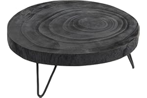 Creative Co-Op Decorative Paulownia Wood Pedestal, Black, 11"