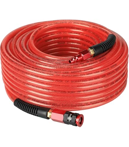 thumbnail image 2 of Interstate Pneumatics Yellow Polyurethane Recoil Air Hose 1/4" X 12' With Fittings HR14-012B 2 of 5