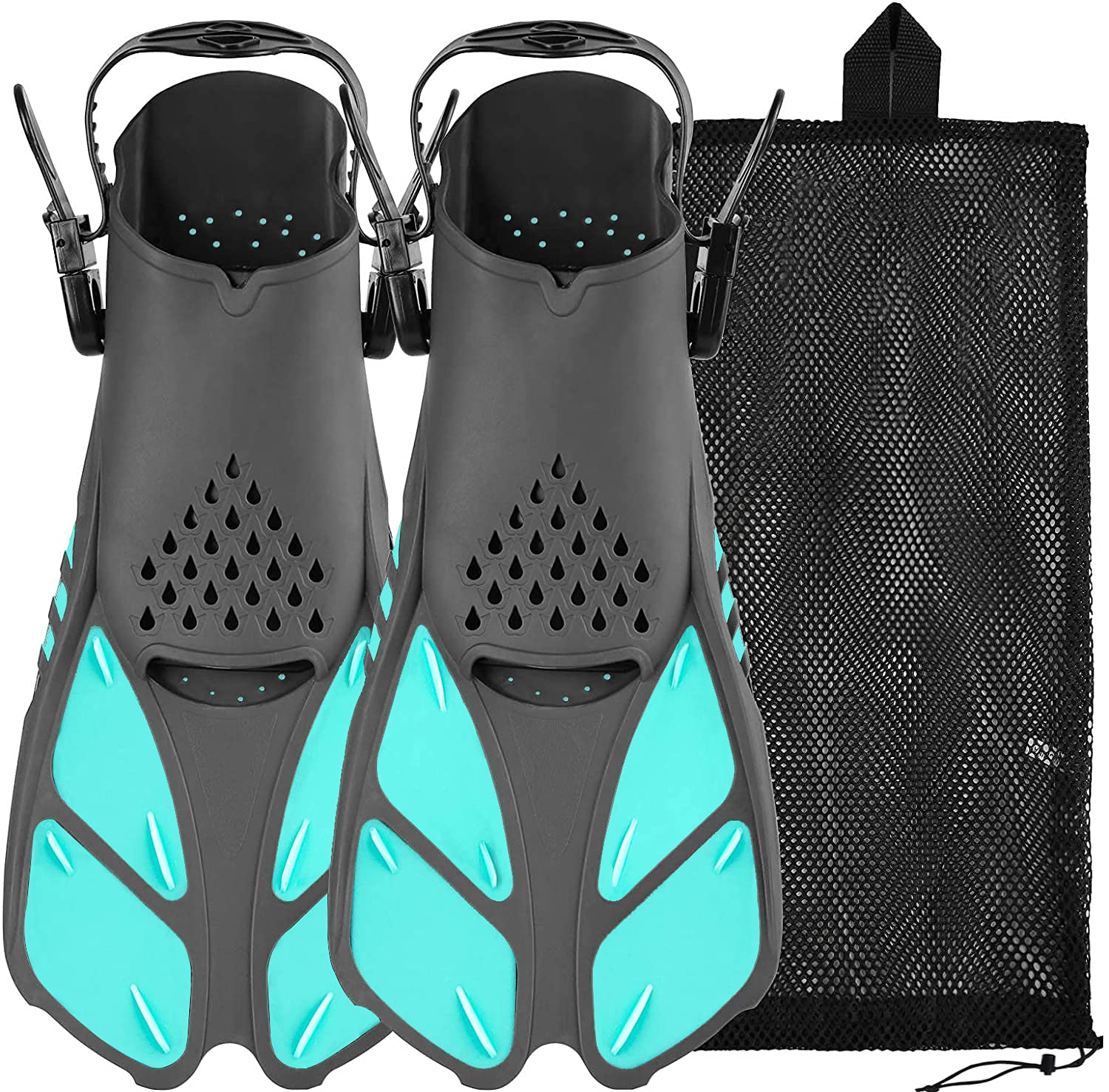Photo 1 of (Only 1)(no pair) Sugaroom Swim Fins Open Heel, Adjustable Snorkel Fins Diving Fins with Mesh Bag, Snorkeling Gear Flippers Travel Size Short Flippers