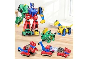 Eohemeral 6-in-1 Dinosaur Transforming Robot Toys Set,STEM Toy Combine Dinosaur Transform into Robot,Party Birthday Educational Gifts for Kids Age 3 4 5 6 7 8 9 10 Years Old Boys Girls
