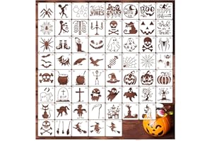 YANROOM 60pcs Small Halloween Stencils for Crafts Reusable Ghost Skull Pumpkin Face Stencils Drawing Stencils for Painting on Wood Ornament Walls Decorations(60 halloween)