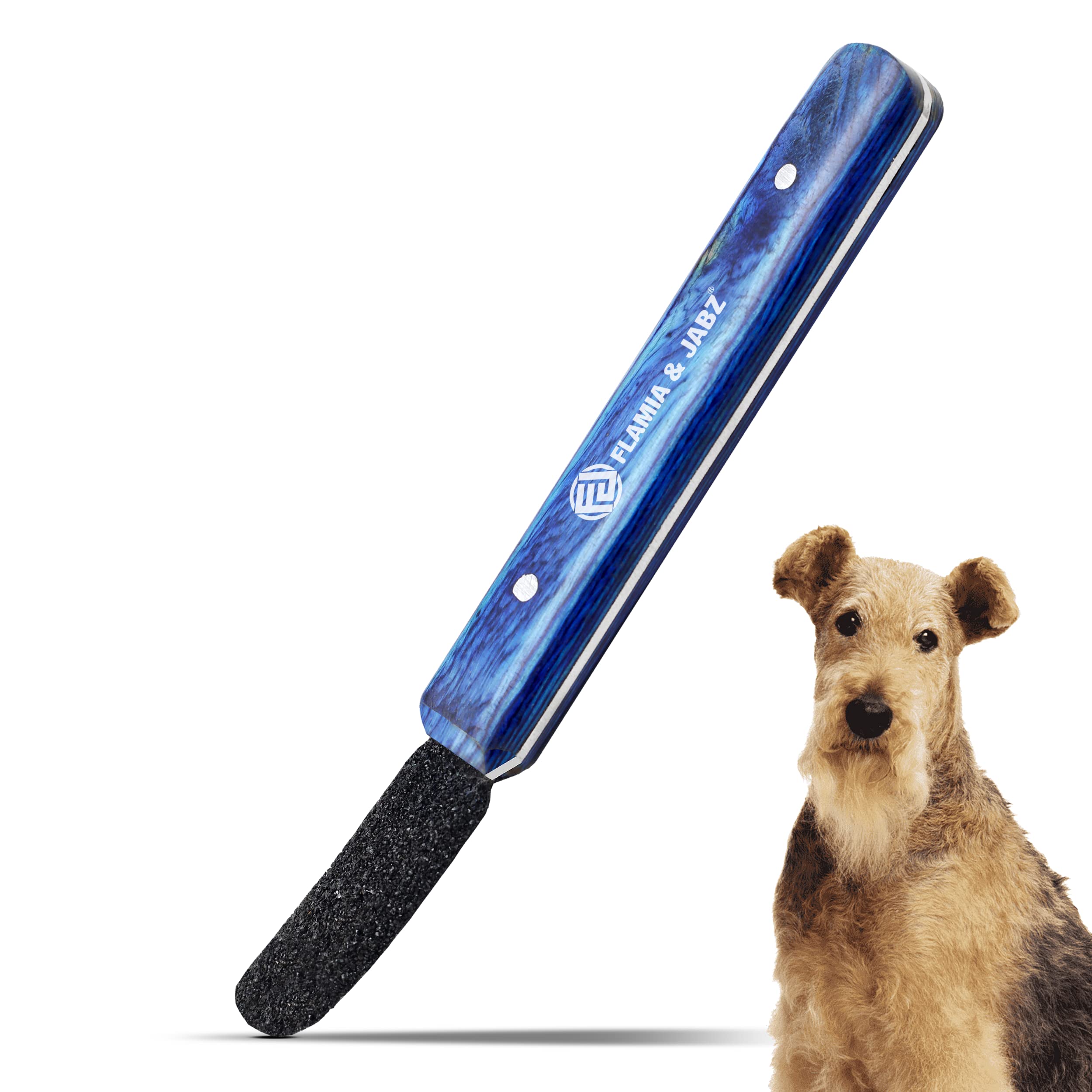 FLAMIA & JABZ Stripping Metal Stone Diamond Edged for Dogs, Cats & Pets with Wooden Grip (Coarse)