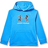 Under Armour Boys' Rival Fleece Big Logo Print Fill Hoodie, (402) Blue Atlantis / / White, Medium