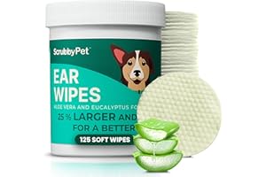 Dog Ear Wipes for Dogs | Extra Thick with Aloe Vera & Eucalyptus | 125 Count | Hypoallergenic Ear Cleaner for Dogs with Pearl Texture for Deeper Clean | Scrubby Pet